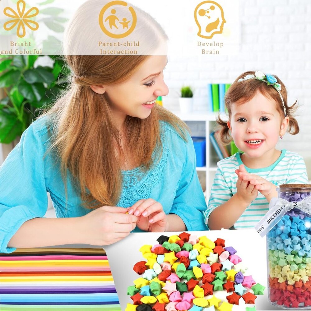 3024 Sheets Origami Paper Star Paper Strips 27 Assortment Color Star Papers Luck - Picture 4 of 7